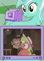 Size: 563x770 | Tagged: safe, lyra heartstrings, human, g4, cowboys and equestrians, daniel craig, exploitable meme, kissing, mad (tv series), mad magazine, maplejack, meme, pony reference, tv meme