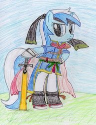 Size: 785x1018 | Tagged: safe, artist:theculturewarrior, minuette, pony, unicorn, g4, bipedal, fire emblem, ike, ragnell