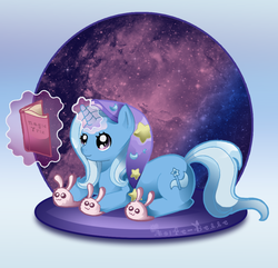 Size: 1018x982 | Tagged: safe, artist:aoife-belle, trixie, pony, unicorn, g4, book, bunny slippers, clothes, female, hat, magic, mare, nightcap, reading, slippers, solo