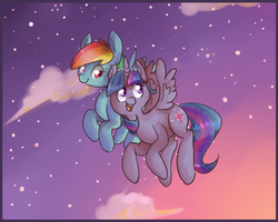 Size: 1124x900 | Tagged: safe, artist:rppirate, rainbow dash, twilight sparkle, alicorn, pony, g4, female, lesbian, mare, ship:twidash, shipping, twilight sparkle (alicorn)