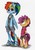 Size: 908x1303 | Tagged: safe, artist:xenon, rainbow dash, scootaloo, pegasus, semi-anthro, g4, alternate hairstyle, bipedal, clothes, overalls, skinny, thin