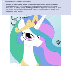 Size: 797x748 | Tagged: safe, princess celestia, g4, /mlp/, 4chan, 4chan screencap, text