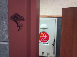 Size: 1280x960 | Tagged: safe, rainbow dash, g4, barely pony related, bathroom, cutie mark, graffiti, irl, marker, mcdonald's