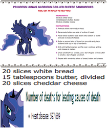 Size: 968x1156 | Tagged: safe, princess luna, g4, official, cheese, glorious grilled cheese, grilled cheese, slightly unhealthy, text