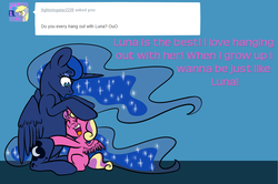 Size: 907x601 | Tagged: safe, artist:srsishere, princess luna, princess skyla, alicorn, pony, g4, cute, happy, hug, squishy, tumblr