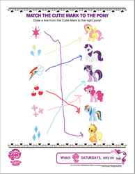 Size: 738x952 | Tagged: safe, applejack, fluttershy, pinkie pie, rainbow dash, rarity, twilight sparkle, g4, activity, cardboard twilight, cutie mark, fun fun fun, hub logo, i don't think you tried at all, matching, my little pony logo, my little pony: friendship is magic logo, stock vector, the hub, you tried