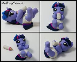 Size: 4384x3568 | Tagged: safe, artist:madponyscientist, twilight sparkle, pony, g4, baby, baby pony, babylight sparkle, bow, customized toy