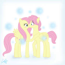 Size: 1700x1700 | Tagged: safe, artist:antonellax100, fluttershy, pegasus, pony, g4, blushing, butterscotch, female, folded wings, kiss on the lips, kissing, male, mare, rule 63, self ponidox, selfcest, ship:flutterscotch, shipping, stallion, straight, wingboner, wings