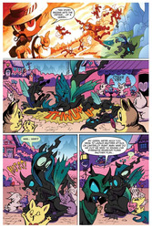Size: 533x799 | Tagged: safe, idw, official comic, queen chrysalis, spike, changeling, dragon, g4, spoiler:comic03, butt, comic, cute citizens of wuvy-dovey land, drool, female, innocent kitten, mommy chrissy, plot, wovey dovey land