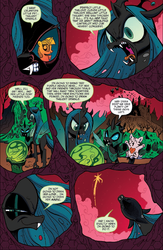 Size: 704x1079 | Tagged: safe, artist:andypriceart, idw, official comic, queen chrysalis, tagma, twilight sparkle, changeling, g4, the return of queen chrysalis, spoiler:comic, angry, butt, changeling officer, changeling slime, comet, comic, crystal ball, cute citizens of wuvy-dovey land, fangs, female, innocent kitten, plot, ruins, secretariat, smiling, smirk, wovey dovey land