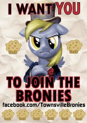 Size: 681x960 | Tagged: safe, derpy hooves, pegasus, pony, g4, female, mare, muffin, poster, recruitment poster, uncle sam