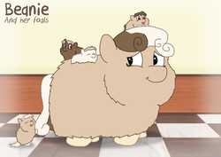 Size: 3508x2480 | Tagged: safe, artist:gowdie, oc, oc only, oc:beanie, fluffy pony, fluffy pony foals, fluffy pony mother
