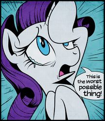 Size: 692x800 | Tagged: dead source, safe, artist:anjila, rarity, pony, g4, crying, dialogue, female, fine art parody, i can't believe it's not idw, marshmelodrama, modern art, pop art, roy lichtenstein, solo, speech bubble, style emulation, teary eyes, text, the worst possible thing