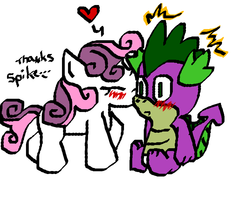 Size: 1000x800 | Tagged: safe, artist:blackaura25, spike, sweetie belle, g4, blushing, ms paint, ship:spikebelle, shipping