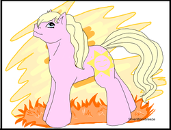 Size: 640x486 | Tagged: safe, artist:silvermoonbreeze, baby sunbeam, earth pony, pony, g2, 2007, abstract background, female, filly, foal, looking up, standing