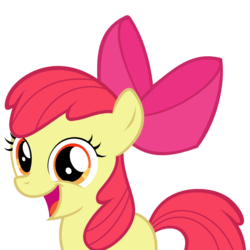 Size: 810x810 | Tagged: safe, artist:the smiling pony, apple bloom, earth pony, pony, call of the cutie, g4, season 1, apple bloom's bow, bow, female, filly, foal, golden eyes, hair bow, happy, looking at you, open mouth, open smile, red hair, red mane, red tail, simple background, smiling, solo, svg, tail, transparent background, vector, yellow body, yellow coat, yellow fur, yellow pony