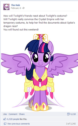 Size: 409x658 | Tagged: safe, twilight sparkle, g4, facebook, fake, seems legit, text, twilight sparkle (alicorn)