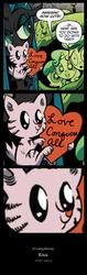 Size: 410x1300 | Tagged: safe, artist:andy price, edit, idw, apple bloom, queen chrysalis, scootaloo, sweetie belle, earth pony, pony, g4, comic, cute citizens of wuvy-dovey land, innocent kitten