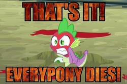 Size: 703x465 | Tagged: safe, edit, edited screencap, screencap, spike, dragon, g4, just for sidekicks, angry, fire, image macro, male, rage, rage face, solo