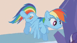 Size: 320x180 | Tagged: safe, screencap, rainbow dash, rarity, g4, games ponies play, animated, female, out of context, raised leg