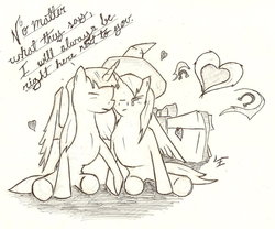 Size: 979x815 | Tagged: safe, artist:schattenassistenten, trixie, twilight sparkle, alicorn, pony, g4, crying, female, heart, lesbian, mare, present, ship:twixie, shipping, twilight sparkle (alicorn)
