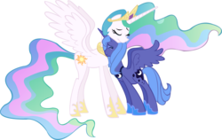 Size: 2105x1329 | Tagged: safe, artist:vector-brony, princess celestia, princess luna, alicorn, pony, g4, duo, female, mare, royal sisters, s1 luna, siblings, simple background, sisters, tears of joy, transparent background, vector