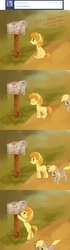 Size: 600x2139 | Tagged: safe, artist:nyonhyon, braeburn, derpy hooves, g4, colt, comic, cute, filly, mail, mailbox, tumblr