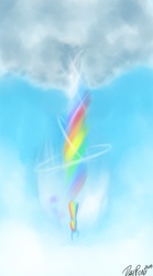 Size: 600x1080 | Tagged: safe, artist:datponypl, rainbow dash, pony, g4, cloud, cloudy, falling, female, flying, solo, sonic rainboom