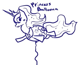 Size: 500x417 | Tagged: safe, artist:buttercupsaiyan, princess luna, pony, g4, balloon, breasts, busty princess luna, female, inflation, silly, silly pony