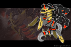 Size: 987x650 | Tagged: safe, artist:renepolumorfous, giratina, pokémon, ponified