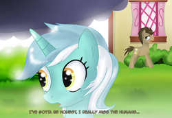 Size: 1799x1239 | Tagged: safe, artist:edowaado, doctor whooves, lyra heartstrings, time turner, g4