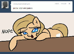 Size: 650x475 | Tagged: safe, artist:slavedemorto, oc, oc only, oc:backy, earth pony, pony, animated, bedroom eyes, butt, butt shake, female, leaning, looking at you, open mouth, plot, smiling, solo