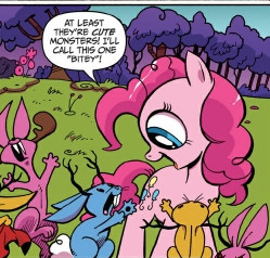 Size: 249x238 | Tagged: safe, idw, official comic, pinkie pie, jackalope, vampiric jackalope, g4, the return of queen chrysalis, spoiler:comic, bitey, cropped, male, picture for breezies, simpsons did it, solo, the simpsons