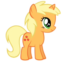 Size: 1470x1423 | Tagged: safe, artist:durpy, color edit, applejack, dinky hooves, pony, g4, female, simple background, solo, transparent background, vector