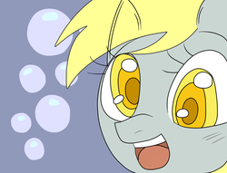 Size: 1364x1040 | Tagged: safe, artist:zamusmjolnir, derpy hooves, pegasus, pony, g4, bubble, female, mare, solo