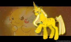 Size: 900x537 | Tagged: safe, artist:renepolumorfous, pikachu, pokémon, ponified