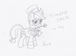 Size: 900x666 | Tagged: safe, artist:firehazard14, applejack, g4, clothes, rooster teeth, tuxedo