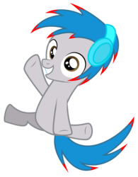 Size: 4185x5375 | Tagged: safe, artist:iskyart, oc, oc only, oc:the living tombstone, absurd resolution, colt, filly, headphones, jumping, male, simple background, transparent background, vector