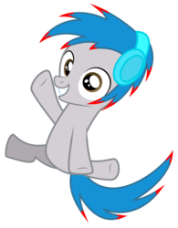 Size: 4185x5375 | Tagged: safe, artist:iskyart, oc, oc only, oc:the living tombstone, earth pony, pony, absurd resolution, colt, headphones, jumping, male, simple background, solo, transparent background, vector