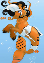 Size: 368x526 | Tagged: safe, artist:anime-lover-on-fire, oc, oc only, merpony, clownfish, underwater