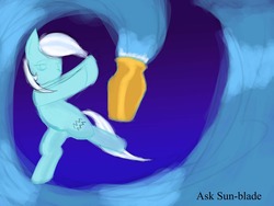 Size: 1280x960 | Tagged: dead source, safe, artist:zeo, aquarius (g4), earth pony, pony, g4, 30 minute art challenge, aquarius, blue background, female, gradient background, jug, mare, ponyscopes, simple background, solo, water, zodiac