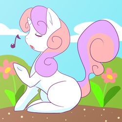 Size: 1000x1000 | Tagged: safe, artist:softfoxy, sweetie belle, pony, g4, female, singing, solo