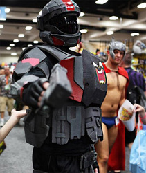 Size: 674x800 | Tagged: safe, artist:meekcheep, human, convention, cosplay, halo (series), irl, irl human, odst, photo, san diego comic con