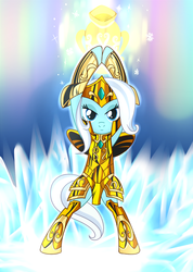 Size: 1066x1500 | Tagged: safe, artist:madmax, aquarius (g4), earth pony, pony, g4, aquarius, bipedal, female, mare, ponyscopes, saint seiya, zodiac