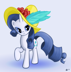 Size: 900x911 | Tagged: safe, artist:the-paper-pony, rarity, pony, g4, hat, solo