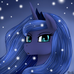 Size: 1377x1377 | Tagged: safe, artist:chinjerry, princess luna, pony, g4, female, looking at you, mare, pixiv, solo