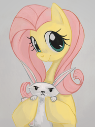 Size: 746x1000 | Tagged: safe, artist:maaronn, angel bunny, fluttershy, g4, animal, bust, pet, portrait