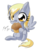 Size: 2382x2988 | Tagged: safe, artist:shinta-girl, derpy hooves, pegasus, pony, g4, chibi, female, mare, muffin, simple background, solo, transparent background