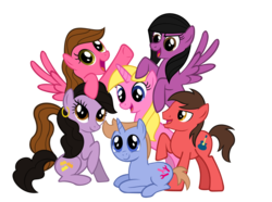 Size: 1000x745 | Tagged: dead source, safe, earth pony, pegasus, pony, unicorn, barbie, ken, nicole watkins, ponified, raquelle, ryan, teresa rivera