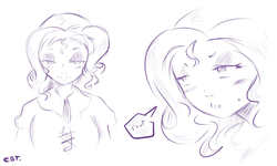 Size: 1280x768 | Tagged: safe, artist:cold-blooded-twilight, rarity, human, g4, humanized, pouting, sketch, solo